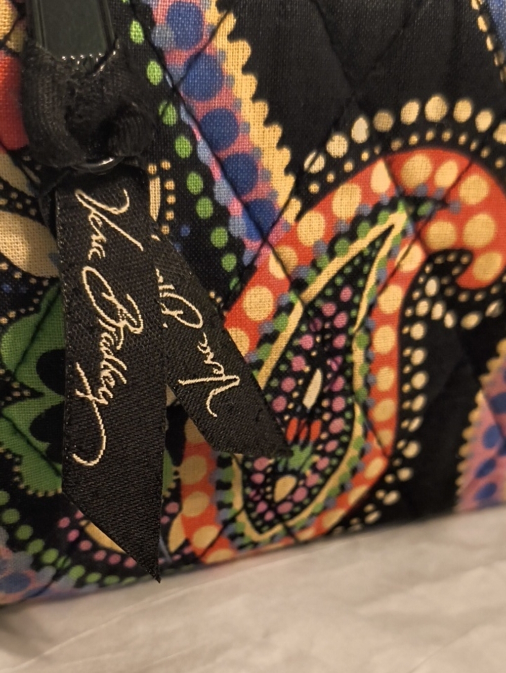 Vera Bradley Black Quilted Paisley Cosmetic Wallet - Black / Multicolor